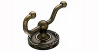 Top Knobs Bathroom Hardware Edwardian Bath Double Hook-German Bronze-Ribbon Back Plate - cabinetknobsonline