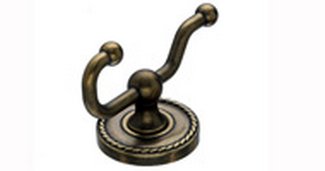 Top Knobs Bathroom Hardware Edwardian Bath Double Hook -German Bronze-Rope Back Plate - cabinetknobsonline