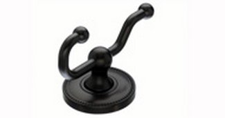 Top Knobs Bathroom Hardware Edwardian Bath Double Hook Oil Rubbed Bronze-Beaded Back Plate - cabinetknobsonline