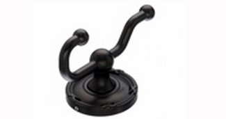 Top Knobs Bathroom Hardware Edwardian Bath Double Hook-Oil Rubbed Bronze-Ribbon Back Plate - cabinetknobsonline