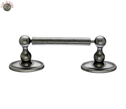 Top Knobs Bathroom Hardware Edwardian Bath Tissue Holder - Antique Pewter - Oval Back Plate - cabinetknobsonline