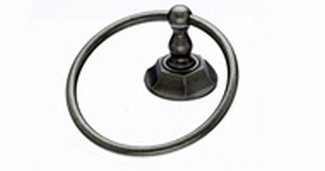 Top Knobs Bathroom Hardware Edwardian Bath Ring-Antique Pewter -Hex Back Plate - cabinetknobsonline