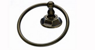 Top Knobs Bathroom Hardware Edwardian Bath Ring-German Bronze -Hex Back Plate - cabinetknobsonline