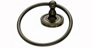 Top Knobs Bathroom Hardware Edwardian Bath Ring -German Bronze-Rope Back Plate - cabinetknobsonline