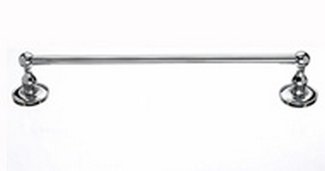 Top Knobs Bathroom Hardware Edwardian 18" Single Towel Rod  Polished Chrome  Plain Back Plate - cabinetknobsonline