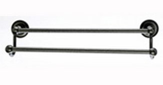 Top Knobs Bathroom Hardware Edwardian 18" Double Towel Rod-Antique Pewter-Plain Back Plate - cabinetknobsonline