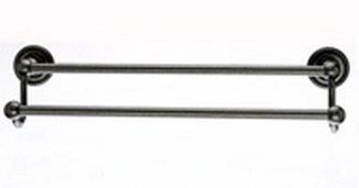 Top Knobs Bathroom Hardware Edwardian Bath 18" Double Towel Rod -Antique Pewter-Rope Back Plate - cabinetknobsonline