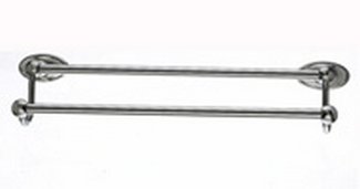 Top Knobs Bathroom Hardware Edwardian 18" Double Towel Rod - Brushed Satin Nickel - Oval Back Plate - cabinetknobsonline