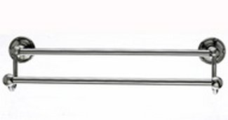 Top Knobs Bathroom Hardware Edwardian 18" Double Towel Rod-Brushed Satin Nickel-Ribbon Back Plate - cabinetknobsonline