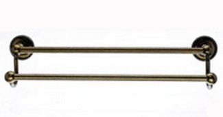 Top Knobs Bathroom Hardware Edwardian 18" Double Towel Rod German Bronze-Beaded Back Plate - cabinetknobsonline