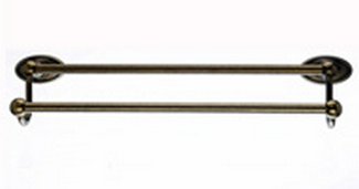 Top Knobs Bathroom Hardware Edwardian Bath 18" Double Towel Rod - German Bronze - Oval Back Plate - cabinetknobsonline