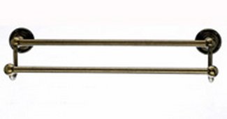 Top Knobs Bathroom Hardware Edwardian Bath 18" Double Towel Rod - German Bronze - Ribbon Back Plate - cabinetknobsonline