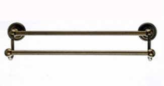 Top Knobs Bathroom Hardware Edwardian Bath 18" Double Towel Rod -German Bronze-Rope Back Plate - cabinetknobsonline