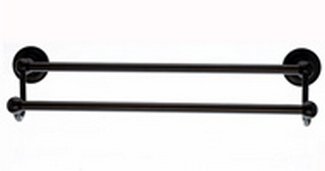 Top Knobs Bathroom Hardware Edwardian 18" Double Towel Rod Oil Rubbed Bronze-Beaded Back Plate - cabinetknobsonline