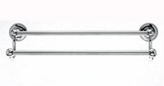 Top Knobs Bathroom Hardware Edwardian 18" Double Towel Rod Polished Chrome-Beaded Back Plate - cabinetknobsonline