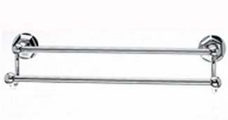 Top Knobs Bathroom Hardware Edwardian 18" Double Towel Rod-Polished Chrome -Hex Back Plate - cabinetknobsonline