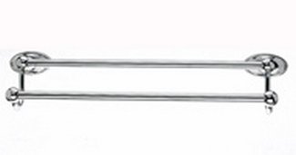 Top Knobs Bathroom Hardware Edwardian Bath 18" Double Towel Rod - Polished Chrome - Oval Back Plate - cabinetknobsonline