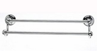 Top Knobs Bathroom Hardware Edwardian Bath 18" Double Towel Rod - Polished Chrome - Plain Back Plate - cabinetknobsonline