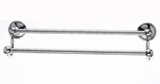 Top Knobs Bathroom Hardware Edwardian Bath 18" Double Towel Rod-Polished Chrome-Ribbon Back Plate - cabinetknobsonline