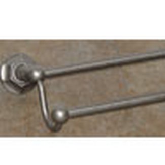 Top Knobs Bathroom Hardware Edwardian 24" Double Towel Rod-Antique Pewter -Hex Back Plate - cabinetknobsonline