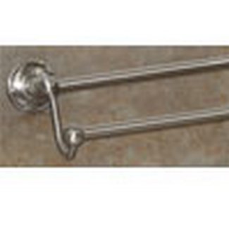 Top Knobs Bathroom Hardware Edwardian Bath 24" Double Towel Rod-Brushed Satin Nickel-Ribbon Back Pla - cabinetknobsonline