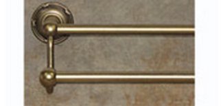 Top Knobs Bathroom Hardware Edwardian Bath 24" Double Towel Rod-German Bronze-Ribbon Back Plate - cabinetknobsonline