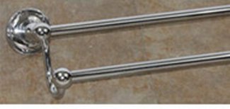 Top Knobs Bathroom Hardware Edwardian Bath 24" Double Towel Rod-Polished Chrome-Ribbon Back Plate - cabinetknobsonline