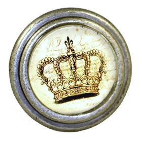 Charleston Knob Company  KINGS CROWN BURNISHED SILVER CABINET KNOB - cabinetknobsonline