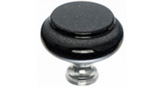 Top Knobs Cabinet Hardware Chateau Collection Black Absolute Granite 1 3-8" with Chrome base - cabinetknobsonline