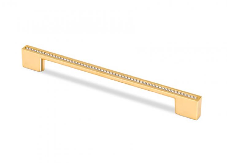 TOPEX DECORATIVE CABINET HARDWARE RECTANGULAR PULL GOLD SWAROVSKI CRYSTALS - cabinetknobsonline