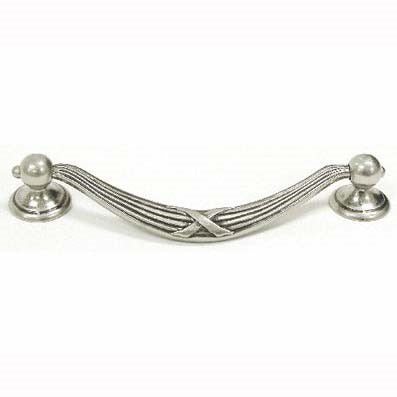 Top Knobs Cabinet Hardware Edwardian Collection Ribbon & Reed Drop Pull 5 1-16" (c-c)-Pewter Antique - cabinetknobsonline