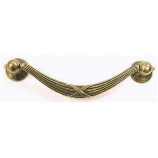 Top Knobs Cabinet Hardware Edwardian Collection Ribbon & Reed Drop Pull 5 1-16" (c-c)-German Bronze - cabinetknobsonline