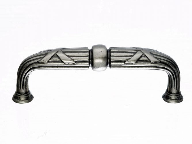 Top Knobs Cabinet Hardware Edwardian Collection Ribbon & Reed D-Pull 3 3-4" (c-c) - Pewter Antique - cabinetknobsonline