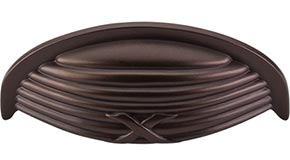 Top Knobs Cabinet Hardware Edwardian Collection Ribbon & Reed Cup Pull 3" (c-c) - Oil Rubbed Bronze - cabinetknobsonline