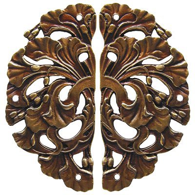 Notting Hill Cabinet Hardware Florid Leaves (sold in pairs) Antique Brass  1-1-4" w x 2-1-2" h - cabinetknobsonline