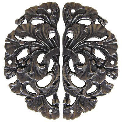Notting Hill Cabinet Hardware Florid Leaves (sold in pairs) Antique Pewter  1-1-4" w x 2-1-2" h - cabinetknobsonline