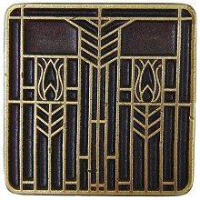 Notting Hill Cabinet Knob Prairie Tulips Antique Brass 1-1-4" square - cabinetknobsonline