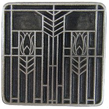 Notting Hill Cabinet Knob Prairie Tulips Antique Pewter 1-1-4" square - cabinetknobsonline