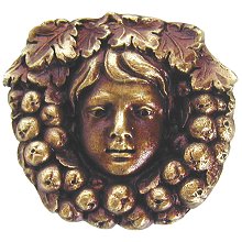 Notting Hill Cabinet Knob Fruit of the Vine Antique Brass  1-3-8" diameter - cabinetknobsonline