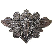 Notting Hill Cabinet Knob Cicada on Leaves Brite Nickel  2" w x 1-3-8" h - cabinetknobsonline