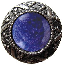 Notting Hill Cabinet Knobs Victorian Jewel-Blue Sodalite Antique Pewter 1-5-16" diameter - cabinetknobsonline