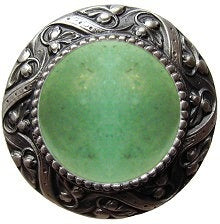 Notting Hill Cabinet Knob Victorian Jewel-Green Aventurine Antique Pewter  1-5-16" diameter - cabinetknobsonline