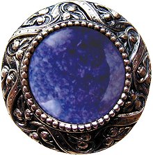 Notting Hill Cabinet Knob Victorian Jewel-Blue Sodalite Brite Nickel  1-5-16" diameter - cabinetknobsonline