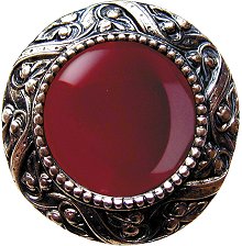 Notting Hill Cabinet Knob Victorian Jewel-Red Carnelian Brite Nickel  1-5-16" diameter - cabinetknobsonline