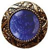 Notting Hill Cabinet Knob Victorian Jewel-Blue Sodalite 24K Gold Plate 1-5-16" diameter - cabinetknobsonline