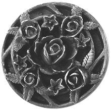 Notting Hill Cabinet Knob Saratoga Rose Antique Pewter 1-1-16" diameter - cabinetknobsonline