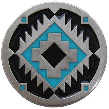 Notting Hill Cabinet Hardware Southwest Treasure-Turquoise Antique Pewter (Enameled) 1-3-8" diameter - cabinetknobsonline