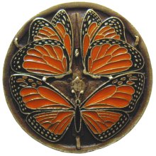 Notting Hill Cabinet Hardware Monarch Butterflies Brass Enameled 1-3-8" diameter - cabinetknobsonline