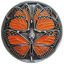 Notting Hill Cabinet Hardware Monarch Butterflies Pewter Enameled 1-3-8" diameter - cabinetknobsonline