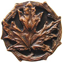 Notting Hill Cabinet Hardware Maple Leaf Antique Copper 1-1-4" diameter - cabinetknobsonline